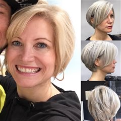Went from a warm blonde to a cool blonde.  Cut and Color by Euan.
